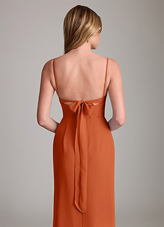 Azazie Mai Bridesmaid Dresses Burnt Orange Sheath Pleated Chiffon Dress image6