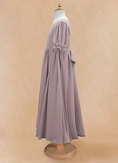 Azazie Joss Blumenmädchenkleider A-Linie mit ärmel Chiffon Kleid Dämmerung image8