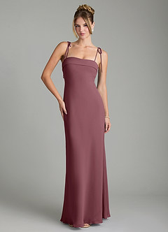 Azazie Ellia Bridesmaid Dresses Sangria Sheath Bow Chiffon Dress image1