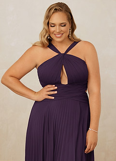 Christian Siriano Bridal for Azazie 1009 Bridesmaid Dresses Plum A-Line Pleated Chiffon Dress image13
