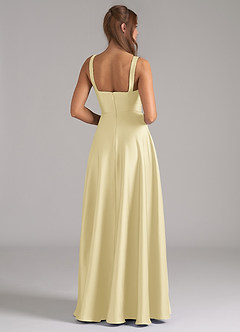 Azazie Shaude Bridesmaid Dresses Lemon Sorbet A-Line Pleated Stretch Satin Dress image6