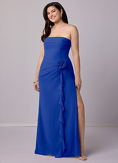 Barbie ♥ Azazie Jurken voor bruidsmeisjes Converteerbaar Jurk van Chiffon met Kolom Strapless Koningsblauw image10