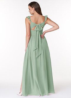 Azazie Metz Brautjungfernkleider A-Linie Herzchen Gerüscht Chiffon Kleid Agave image2