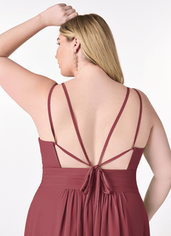 Azazie Farren Bridesmaid Dresses Merlot A-Line Pleated Chiffon Convertible Dress image16