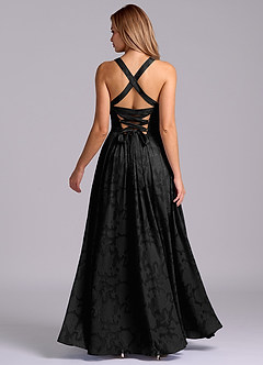 Azazie Francis Brautjungfernkleider A-Linie Korsett Blumen-Burnout Kleid Schwarz image6