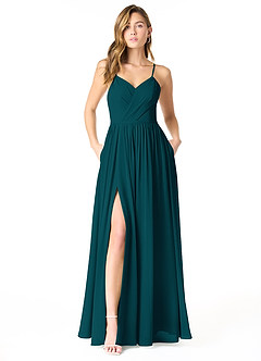 Azazie Cora Abiti da Damigella Abito A-Line in Chiffon Plissettato Pino image1