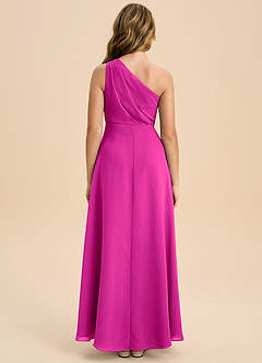 Azazie Phaedra Junior Fuchsia A-Line Pleated Chiffon Dress image2