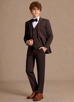 front James Ganache Traje de tres piezas para jóvenes