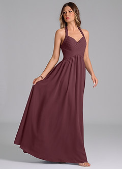 Azazie Darlyn Brautjungfernkleider A-Linie Plissee Chiffon Kleid Sangria image6