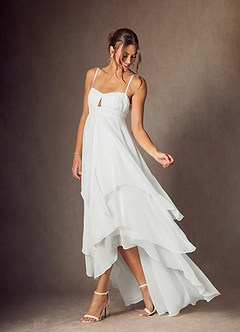 Azazie Lila Wedding Dresses Diamond White A-Line Sweetheart Neckline Chiffon Dress image3