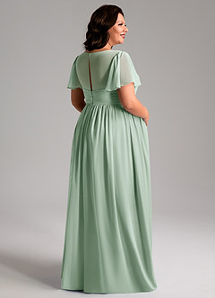 Azazie Verna Abiti da damigella d'onore premaman Abito A-Line Increspato con Scollo a V Chiffon Floor-Length image8
