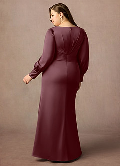 Azazie Petrina Mother of the Bride Dresses Sangria Mermaid Pleated Stretch Satin Dress image2
