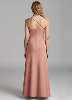 Azazie Mika Junior Robe Trapèze en Satin extensible Plissée Rosette image2
