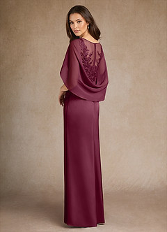 Azazie Hera Mother of the Bride Dresses Mulberry A-Line Lace Stretch Satin Dress image3