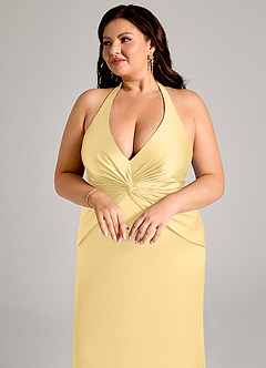 Azazie Valerie Brudtärnklänningar Klä av Sjöjungfru i Stretch Satin Plisserad Smör image13