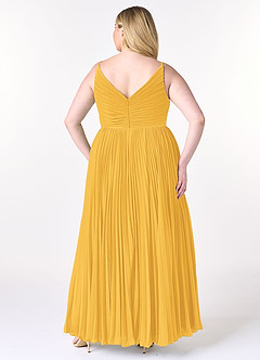Azazie Raychelle Bridesmaid Dresses Marigold A-Line V-Neck Chiffon Dress image8