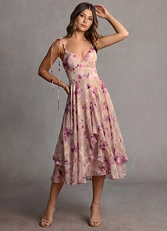 Harmony Mauve Floral Midi Dress image5