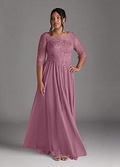 Azazie Harriet Mother of the Bride Dresses Vintage Mauve A-Line Scoop lace Mesh Dress image7