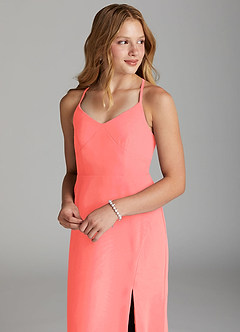 Azazie Becca Junior Robe Sirène en Mousseline de soie Corail image3