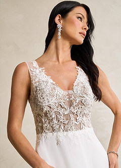 Azazie Trixie Hochzeitskleider A-Linie Pailletten Chiffon Kleid Diamantweiß Kakao image6