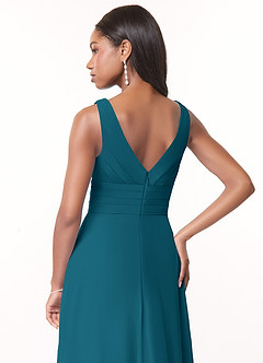 Azazie Julianna Bridesmaid Dresses Ink Blue A-Line Chiffon Dress image4