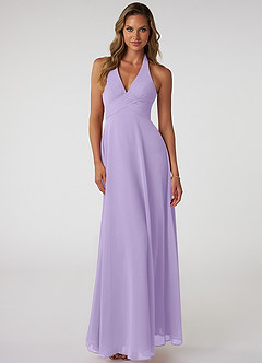 Azazie Tessie Bridesmaid Dresses Lilac A-Line V-Neck Pleated Chiffon Dress image1