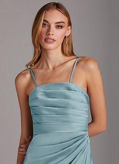 Azazie Lexie Bridesmaid Dresses Moody Blue Sheath Strapless Stretch Satin Convertible Dress image2