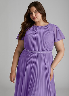 Azazie Kara Modest Bridesmaid Dresses A-Line Pleated Chiffon Floor-Length Dress image15