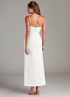 Azazie Eren Bridesmaid Dresses White Mermaid One Shoulder Chiffon Dress image7