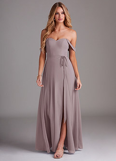 Azazie Aaron Bridesmaid Dresses Dusk A-Line Off the Shoulder Chiffon Convertible Dress image4