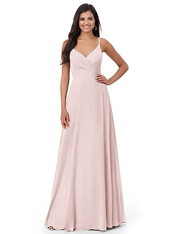 Azazie Lennon Bridesmaid Dresses Blushing Pink A-Line Lace Chiffon Dress image5