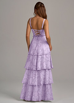 Azazie Romie Bridesmaid Dresses Lilac A-Line Corset Floral Burnout Dress image5