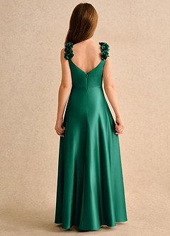 Azazie Rosita Girls Formal Sukienki dla dziewczynek sypiących kwiaty Linia A Pofałdowany Matowy satynowy Długość podłogi Sukienka image4