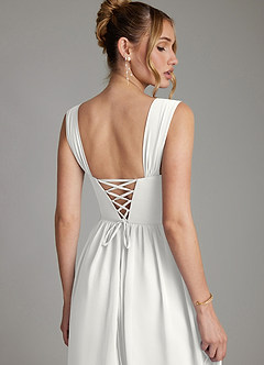Azazie Caterina Bridesmaid Dresses White A-Line Corset Chiffon Dress image2