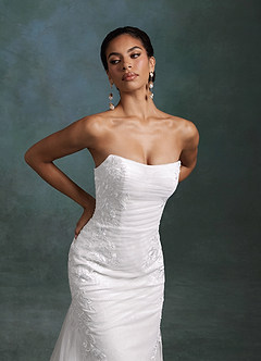 Azazie Ella Wedding Dresses Diamond White Mermaid Sweetheart Neckline Tulle Dress image12