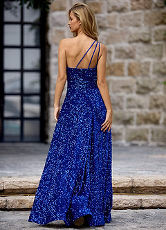 Opulent Royal Blue Velvet Sequins Prom Dress image2