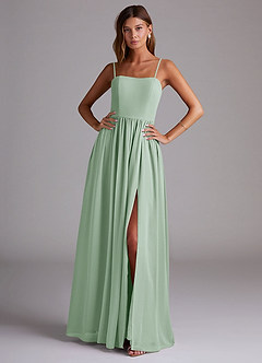 Azazie Calianna Bridesmaid Dresses Agave A-Line Off the Shoulder Chiffon Convertible Dress image1