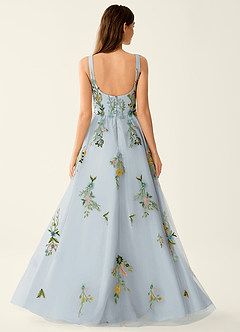 Saofire Blush Pink Multi Colorful embroidered flowers Prom Dress image2