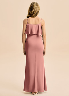 Azazie Galene Junior Mrenneito Joustava satiini Lattian pituus Nuorempi morsiusneito Pukeutua image2