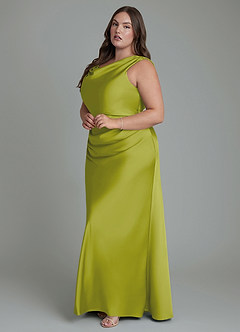 Azazie Kieryn Robes de demoiselle d'honneur Robe Sirène en Satin extensible Plissé Citronnelle image10
