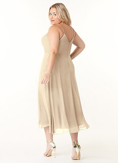 Azazie Clarissa Brautjungfernkleider A-Linie V-Hals Chiffon Kleid Champagner image10