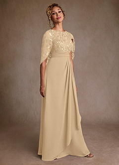 Azazie Beckley Kleider für die Brautmutter A-Linie Spitze Chiffon Kleid Champagner image4