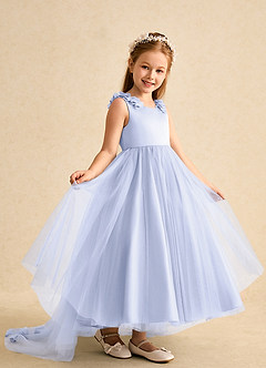 Azazie Lorita Robe Demoiselle D'honneur Fillette Robe Trapèze en Tulle Perlé Lavande image7