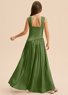 Azazie Dotty Junior A-Linie Plissee Stretch-Satin Kleid Wacholder image2