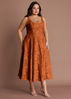 Amalie Rust A-line Midi Dress image5