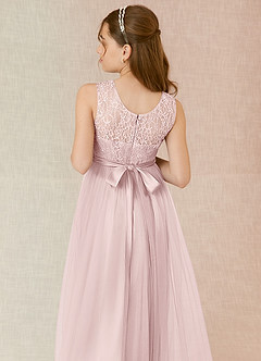 Azazie Georgette Junior Robe Trapèze en Tulle Dentelle Rose Pâle image7