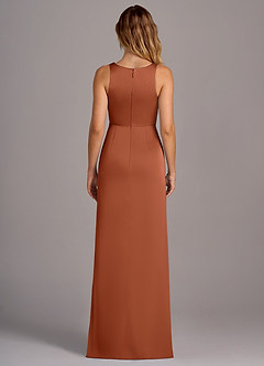 Azazie Wrenlee Bridesmaid Dresses Cedar Rose A-Line Stretch Satin Dress image7