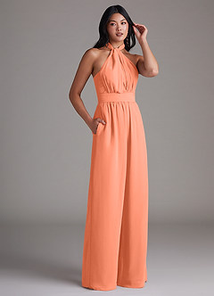 Azazie Lamara Bridesmaid Dresses Sunset Off the Shoulder Chiffon Convertible Jumpsuit image12