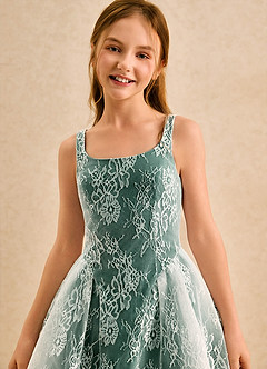Azazie Cubbie Girls Formal vestidos de niña de las flores Vestido de Esmeralda de Encaje de Corte en A image6