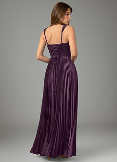 Azazie Avenelle Bridesmaid Dresses Plum A-Line Corset Stretch Satin Dress image2
